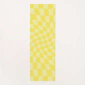 Retro Lemon Yellow Pastel Warped Checkerboard Yogamat (Voorkant)