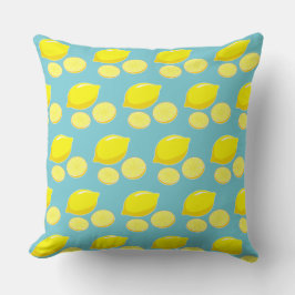  Retro Lemons Slict Patroongeel op Blauw Kussen