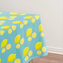  Retro Lemons Slict Patroongeel op Blauw Tafelkleed