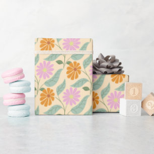 Retro lente bloemen cadeaupapier
