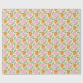 Retro lente bloemen cadeaupapier (Vlak)