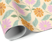 Retro lente bloemen cadeaupapier (Rol Hoek)