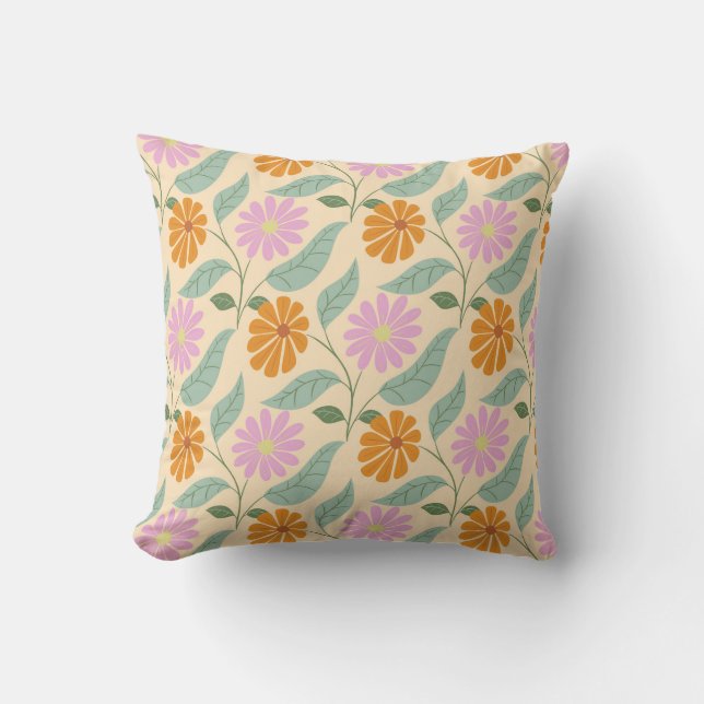 Retro lente bloemen kussen (Voorkant)