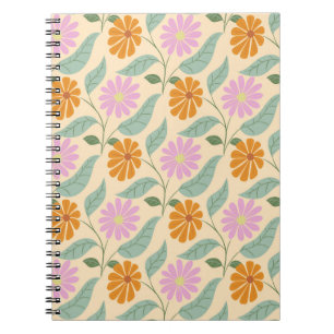 Retro lente bloemen notitieboek