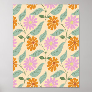 Retro lente bloemen poster