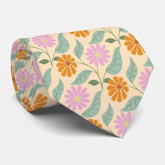 Retro lente bloemen stropdas (Opgerold)