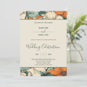 Retro lente bloemenbruiloft uitnodiging (Staand voorkant)