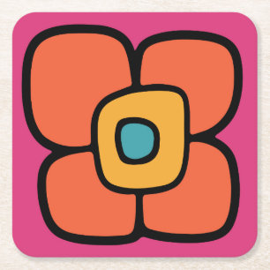 Retro Lente Bloesem Kartonnen Onderzetters