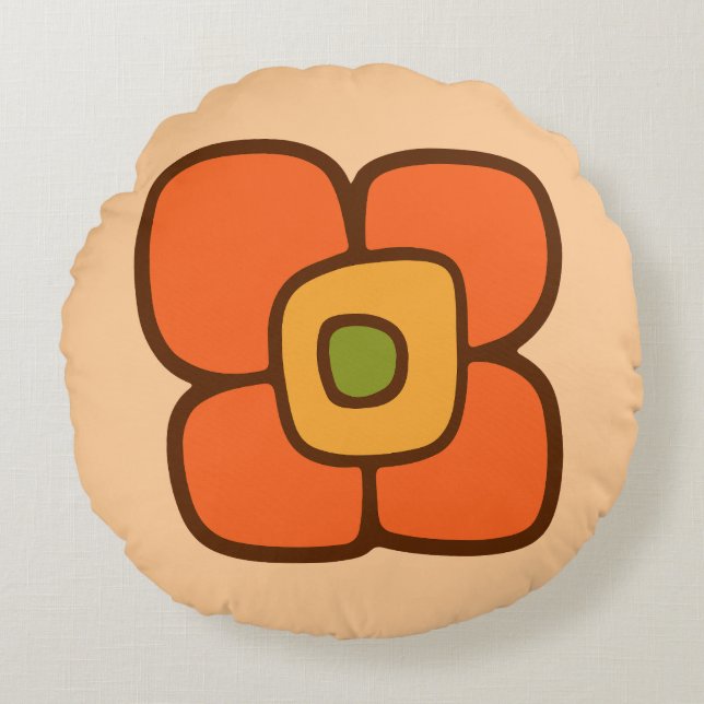 Retro Lente Bloesem Rond Kussen (Voorkant)