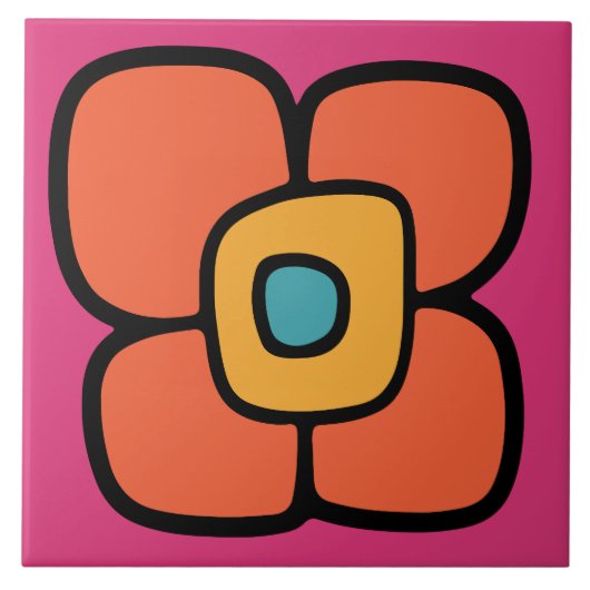 Retro Lente Bloesem Tegeltje (Voorkant)
