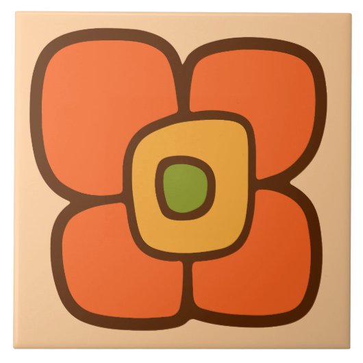 Retro Lente Bloesem Tegeltje (Voorkant)