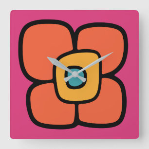 Retro Lente Bloesem Vierkante Klok