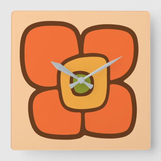 Retro Lente Bloesem Vierkante Klok (Voorkant)