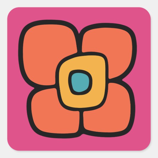 Retro Lente Bloesem Vierkante Sticker (Voorkant)