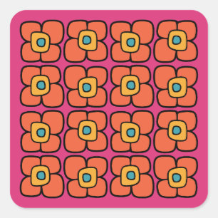 Retro Lente Bloesems Vierkante Sticker