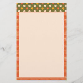 Retro Lente Handgetekende Bloemrijke Gestreepte Ve Briefpapier