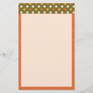 Retro Lente Handgetekende Bloemrijke Gestreepte Ve Briefpapier