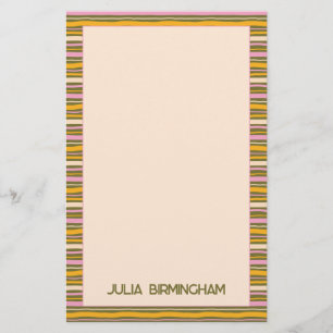 Retro Lente Handgetekende Gestreepte Persoonlijk Briefpapier