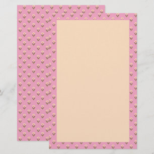 Retro lente handgetekende roze en crèmekleurige bl briefpapier