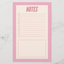 Retro lente handgetekende roze en witte rasternoti briefpapier