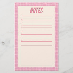 Retro lente handgetekende roze en witte rasternoti briefpapier