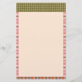 Retro Lente Handgetekende Ruit en Raster Verticaal Briefpapier