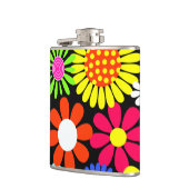 Retro lente hippie bloemenkracht fles heupfles (Links)