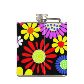 Retro lente hippie bloemenkracht fles heupfles (Achterkant)