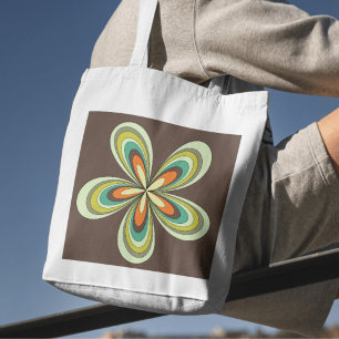 Retro lente hippie bloemenpower uit de jaren 70 tote bag