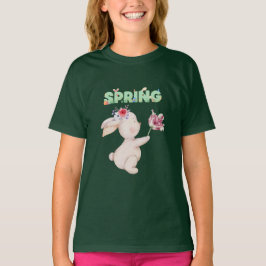 Retro Lente Konijn met Tulp Grafische T-shirt