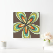 Retro lente lente hippie bloemenpower uit de jaren vierkante klok (Huis)