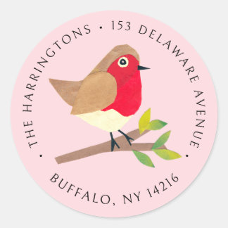 Retro Lente Robin Zacht Roze Retouradres Ronde Sticker