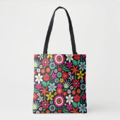 Retro lente wildflower patroon tote bag (Voorkant)