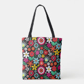 Retro lente wildflower patroon tote bag (Achterkant)
