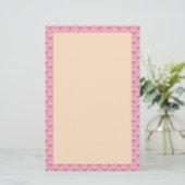 Retro lentehand getekende roze en crèmekleurige bl briefpapier (Staand voorkant)
