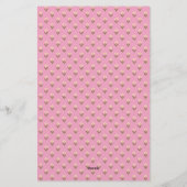 Retro lentehand getekende roze en crèmekleurige bl briefpapier (Achterkant)