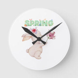 Retro Lentekabouter met Tulp Grafische T-shirt Ronde Klok