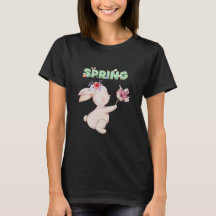 Retro Lentekonijn met Tulp Grafische T-shirt