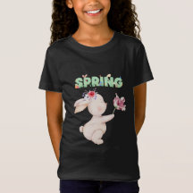 Retro Lentekonijn met Tulp Grafische T-shirt