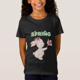 Retro Lentekonijn met Tulp Grafische T-shirt