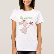 Retro Lentekonijn met Tulp Grafische T-shirt