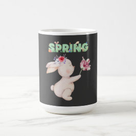 Retro Lentekonijn met Tulp Grafische T-shirt Koffiemok