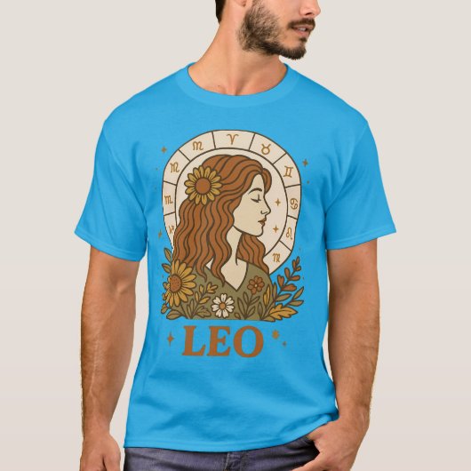 Retro Leo Zodiac Boho Floral Astrologie T-shirt (Voorkant)