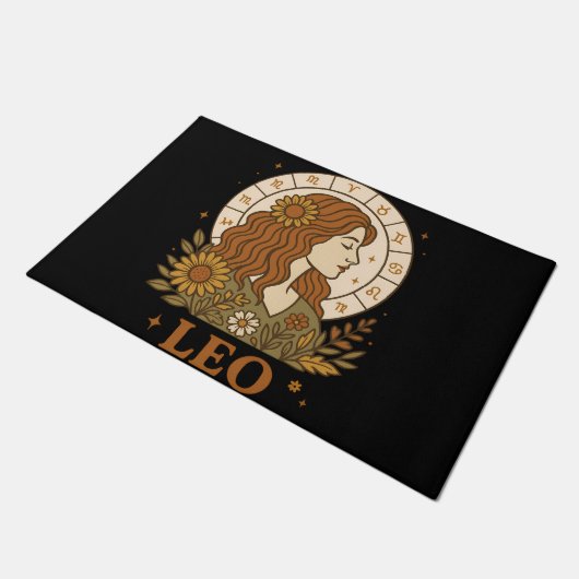 Retro Leo Zodiac Boho Floral Astrology Deurmat (Schuin)