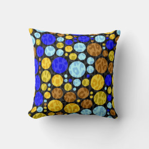 Retro Leoapard Polka Dots Aqua Yellow Blue Kussen
