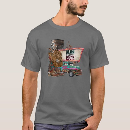 Retro Leopard Cowboy Boots Pet beschuldigt het van T-shirt (Voorkant)
