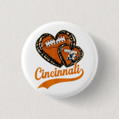 Retro Leopard Hart Cincinnati Football Liefhebber Ronde Button 3,2 Cm (Voorkant)