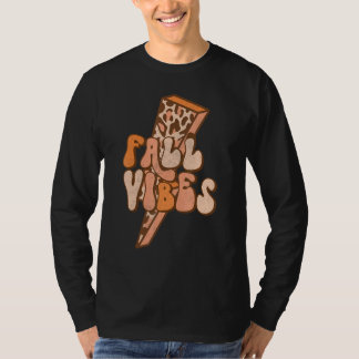 Retro Leopard Lightning Bolt Herfst Vibes Autumn L T-shirt