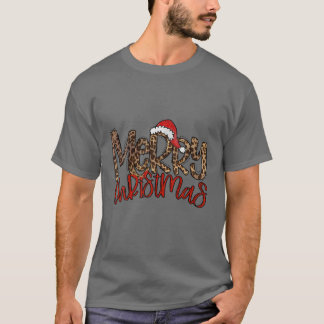 Retro Leopard Merry Kerstkerstkerstkerstkerstkerst T-shirt