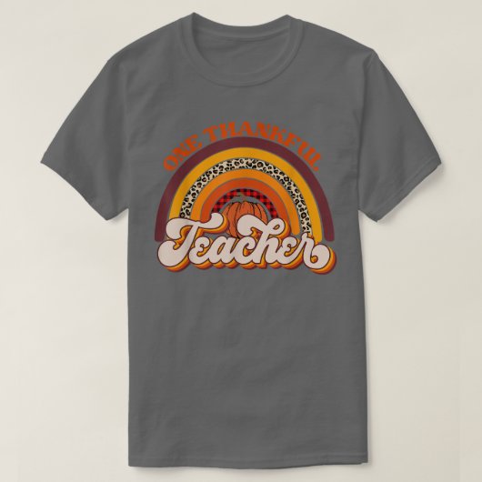 Retro Leopard One Thankful Teacher Herfst herfst T-shirt (Design voorkant)